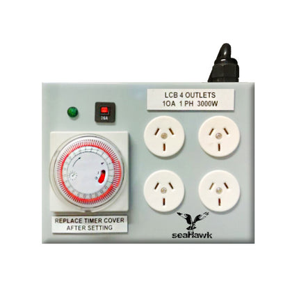 4 OUTLET HEAVY DUTY LIGHT TIMER 3000W 15 AMP + SEP / TIMER LEAD SM-EARTH image 0
