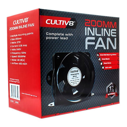 CULTIV8 INLINE FAN 200MM WITH LEAD image 1