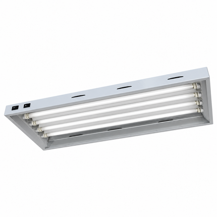 PowerPlant T5 4ft propagation grow light with four fluorescent lamps, studio view on white